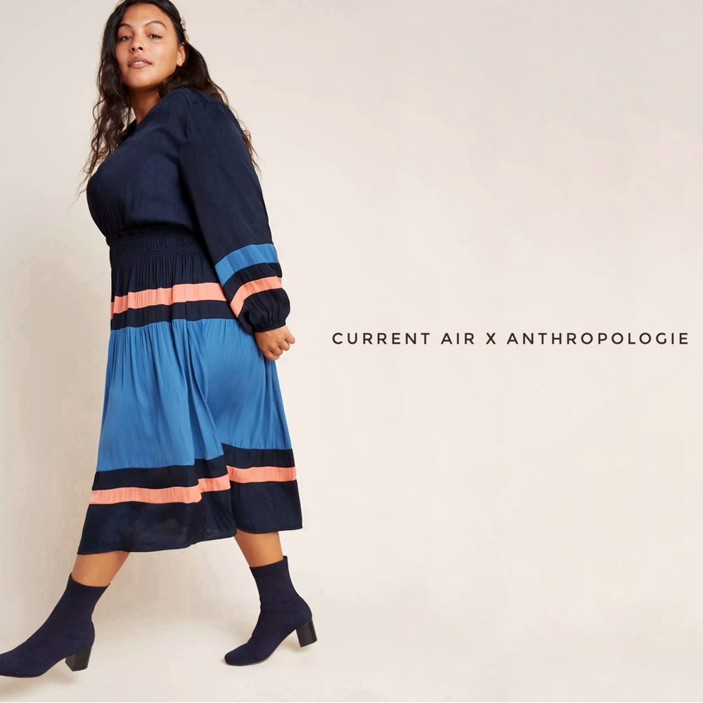 Anthropologie x Current Air Colorblocked Aidy Midi Dress PLUS